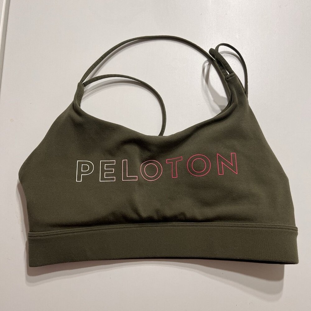 Peloton Women’s Army Green Cadent Strappy Sports Bra Size Small